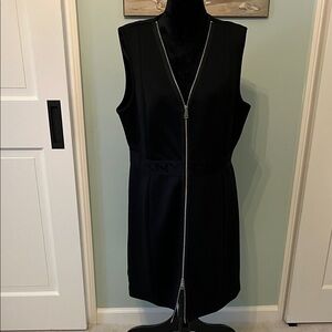 DKNY Black Sleeveless Zip Dress Modern Scuba Fabric